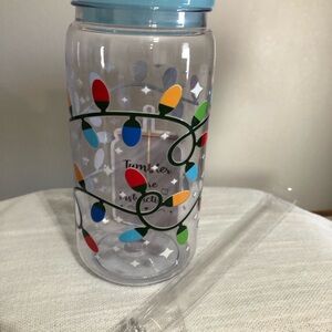 Colorful Holiday Lights Tumbler with Straw